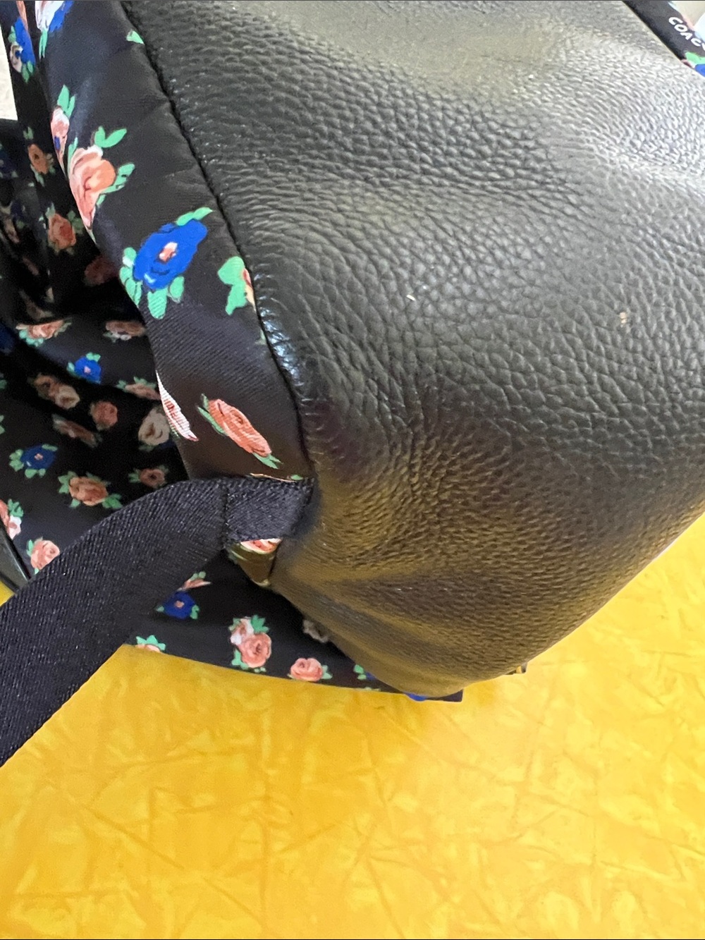 Coach Black Floral Backpack with Fox Patch and Blue Sunglasses - Picture 14 of 16